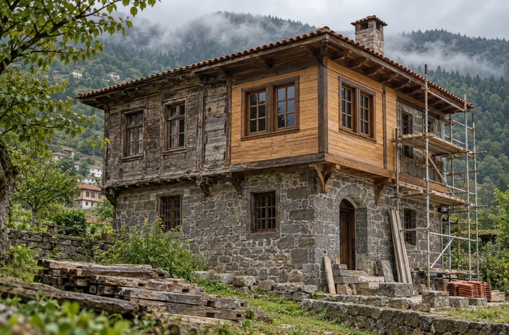 Trabzon’da taş ve ahşap eski köy evinin restorasyonu